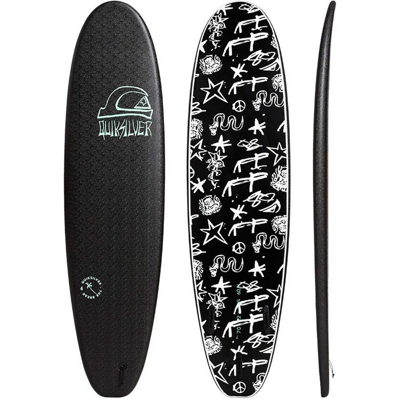 2019 Quiksilver Euroglass Break Softboard 7'0 "tavola Da Surf Serpente Nero Eglsoftbk7